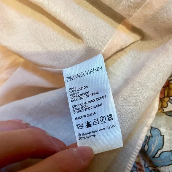 Zimmermann Andie Buttoned Mini Dress in Blue Floral 0P - Picture 12 of 14